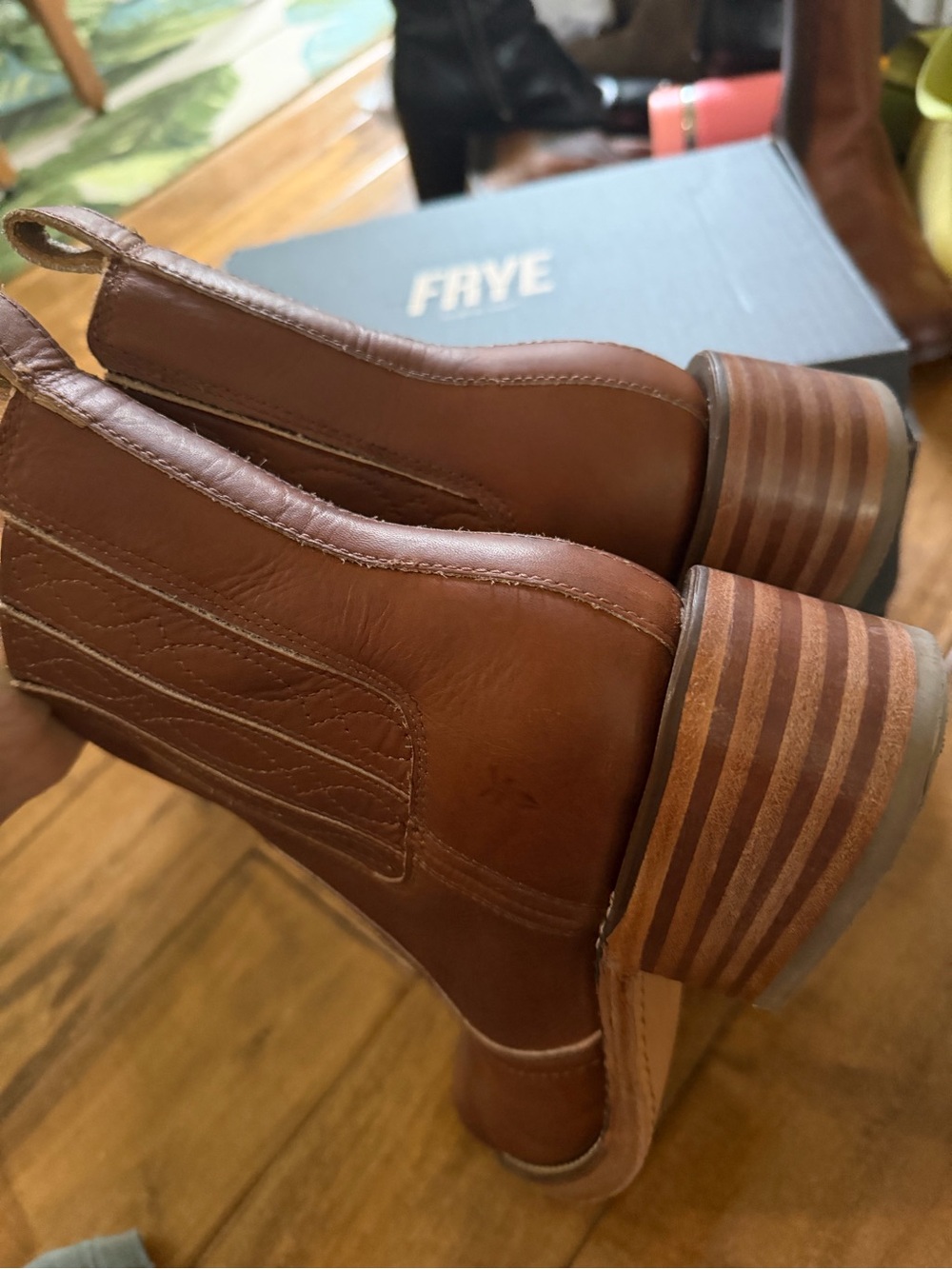 Frye campus Chelsea saddle brown leather boots - Picture 4 of 12